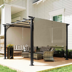 Outsunny 10 ft W x 10 ft L Outdoor Pergola Patio Gazebo Canopy - Beige-Polyester canopy with PA coating for UPF50+ sun protection