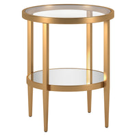 Hudson&Canal Hera 20"W Round Side Table with Mirror Shelf - Antique Brass-A modern contemporary design for your living room, bedroom, and more