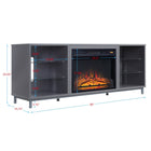 Manhattan Comfort Brighton 60" Modern Fireplace - Black and Grey - Set of 2-Includes 6 Shelves with 4 Tempered Glass Dividers and 1 Electric Firebox. Packaging Includes 1 Additional Shelf for Option to Replace Firebox