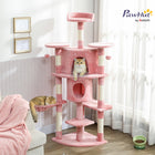 PawHut 62" H Multi-Level Cat Tree with Two Cat Condos - Pink-Features a 61.8"(157 cm) multi-level design, satisfying your cat's natural climbing instincts 