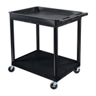 Luxor 2 Shelf Large Black Tub Cart (TC12-B)-Measures 32"W x 24"D x 35.75"H with a clearance