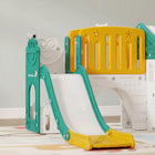 Qaba 7-in-1 Toddler Slide with Playhouse and Basketball Hoop for Indoor Play - Yellow-Physical activities like climbing and basketball boost motor skills 