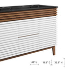 Modway Render 48" Double Sink Bathroom Vanity - White/Walnut/Black-Tapered Wood Legs