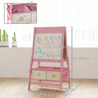 Qaba 3-in-1 Double-Sided Art Easel for Kids with Paper Roll - Pink-Stable A-shape frame made from pine wood and MDF 
