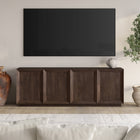 Hudson&Canal Morse Rectangular TV Stand for TV's up to 75" - Alder Brown-Constructed of sturdy MDF materials in a handcrafted alder brown finish