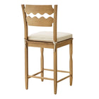 Modway Jax Oak Wood Counter Stool With Wavy Razor Back and Cushion - Weathered Oak Linen-Sturdy Side Stretchers