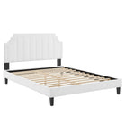 Modway Sienna Performance Velvet Queen Platform Bed with Black Wood Legs - White-Queen Platform Bed