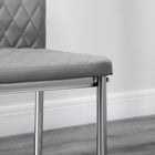 HOMCOM Dining Chairs with Upholstery Seat & Steel Legs - Grey - Set of 4-Attached non-slip foot caps prevent floor scratches