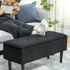 HOMCOM Storage Ottoman with Wooden Legs and 57 L Capacity - Black-Solid rubberwood legs for high stability