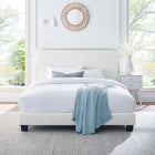 Modway Celine Channel Tufted Performance Velvet King Platform Bed - White-Solid Wood Legs