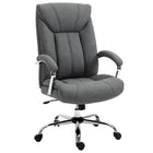 Vinsetto Linen Fabric Home Office Chair with Armrests - Grey-Ergonomic high-back line design with thick padding provides extra comfort