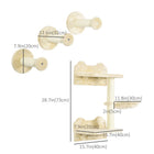 PawHut 4-Piece Cat Wall Shelf with Scratching Posts, Hammock, Platforms and Steps-Scratching posts save your furniture 