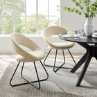 Modway Nouvelle Upholstered Fabric Dining Chair - Black/Beige - 2 Pack-Modern Accent Chairs