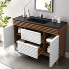 Modway Render 48" Single Sink Bathroom Vanity - White/Walnut/Black-MDF and Particleboard