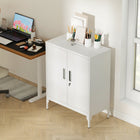 HOMCOM Metal Storage Cabinet with Lock for Home Office - White-Anti-tipping kits and adjustable foot pads ensure safe, stable placement
