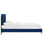 Modway Sofia Channel Tufted Performance Velvet Twin Platform Bed - Navy-Padded Headboard
