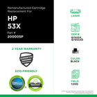 CIG HP 53X Remanufactured Toner Cartridge - High Yield - Black-Environmentally Friendly: Remanufactured from an original HP recycled cartridge