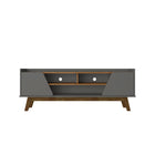 Manhattan Comfort Marcus 62.99" Mid-Century Modern TV Stand - Greige and Nature-Mid-Century Modern Free Standing TV Stand for Living Room and Bedroom use