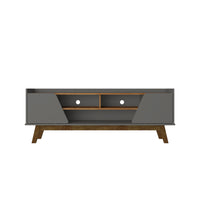 Manhattan Comfort Marcus 62.99" Mid-Century Modern TV Stand - Greige and Nature-Mid-Century Modern Free Standing TV Stand for Living Room and Bedroom use