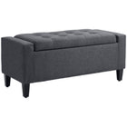 HOMCOM Linen-Touch Fabric Storage Bench with Flip Top - Dark Grey-Classic appearance storage ottoman could match with most styles of house