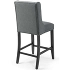 Modway Baronet Tufted Button Upholstered Fabric Counter Stool - Gray-Solid Wood Legs
