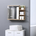 Kleankin 23.5 Inch Wall Mount Medicine Cabinet with Mirror - Natural Wood-4 expansion screws on the back ensure the cabinet is stable and firm