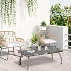 Outsunny 35.4" L x 19.7" W Rattan Coffee Table - Grey-Made of all-weather hand-woven rattan wicker is UV and water-resistant