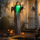 HOMCOM Animatronic Green Big-mouth Monster Prop Halloween Decoration-Head turns and hands wave when activated 