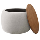 Modway Perla Woven Heathered Fabric Upholstered Storage Ottoman - Heathered Weave/Ivory-Fully Assembled