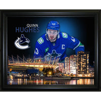 Quinn Hughes Vancouver Canucks Skyline - Framed Print - 20" x 16"-Premium virtual frames