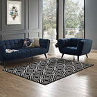 Modway Frame Transitional Moroccan Trellis Area Rug - 8 ft W x 10 ft L - Black/White-Tight Low Pile Weave