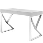 Plata Import Mac Desk Office Desk Writing Desk Wood Veneer With Stainless Steel Legs - White-Dimensions: 30" H x 48" W x 22" D