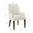 Manhattan Comfort Beever Modern Chenille Upholstered Dining Chair and Arm Chair Set - Cream - Set of 6-Rubberwood Frame with Dark Walnut Finish