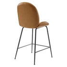 Modway Scoop Black Powder Coated Steel Leg Vegan Leather Counter Stool - Tan-Stool Weight Capacity: 300 lb