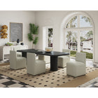 Manhattan Comfort Anna Square 18.9" Modern Faux Leather Upholstered Dining Chair - Stone Grey - Set of 2-Heavy Plastic Foot Padding