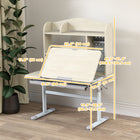 Qaba Kids Desk, Height Adjustable Study Table with Tilted Desktop, Storage - Natural-31.5" (80 cm) wide desktop offers ample space for books and crafts
