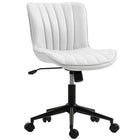 HOMCOM Armless 360-Degree Swivel Computer Desk Chair - Cream White-Breathable, wear-resistant microfiber cloth with high-density foam ensures cool, comfortable seating