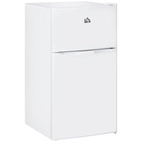 HOMCOM 3.2 cu ft Mini Fridge with Freezer and Reversible Doors - White-Combines refrigerator and freezer with a 3.2 Cu. Ft. capacity for various food storage