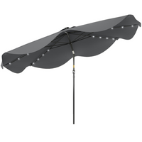 Outsunny Solar Patio Umbrella with LED and Tilt - Dark Grey-32 solar lights on the ribs extend your outdoor lounging time