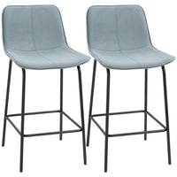 HOMCOM Microfiber Upholstered Bar Stools - Light Grey - 2 Pack-Counter stools set of 2
