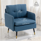 HOMCOM Modern Accent Chair with Wide Lounge Seat - Button Tufted for Bedroom - Dark Blue - 2 Pack-Breathable linen-look fabric stays cool and resists wrinkles, pilling, and deformation
