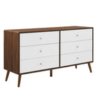 Modway Transmit 60" Dresser - Walnut White-Mid-Century Style Dresser