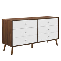 Modway Transmit 60" Dresser - Walnut White-Mid-Century Style Dresser