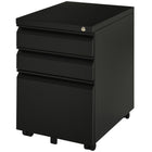 Vinsetto 3-Drawer Steel Letter/A4 Filing Cabinet with Lock & Wheels - Black-3-drawer design: 2 utility drawers and a file drawer for hanging A4, letters and legal-sized files   
