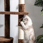 PawHut 94" - 102" Floor-To-Ceiling Huge Cat Tree Tower - Brown-Space-saving design for any area in your home 