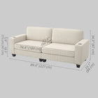HOMCOM 3 Seater Sofa with Spring Cushion and Cup Holder for Bedroom - Cream White-Doll cotton filling back cushions and track arms offer relaxation and support