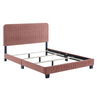 Modway Celine Channel Tufted Performance Velvet Twin Bed - Dusty Rose-Twin Bed