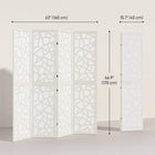 HOMCOM 4 Panel Geometric Pattern Freestanding Room Divider for Bedroom - White-Translucent non-woven fabric panels create privacy while allowing soft light to pass through 
