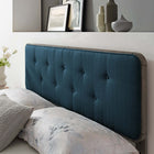 Modway Collins Tufted Fabric and Wood Twin Headboard - Grey Azure-Rubberwood and MDF