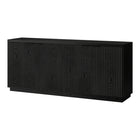 Hudson&Canal Mansfield 68"W Buffet Table - Black Grain-The top has a weight capacity of 75 lbs, inside storage area can hold 20 lbs on each shelf